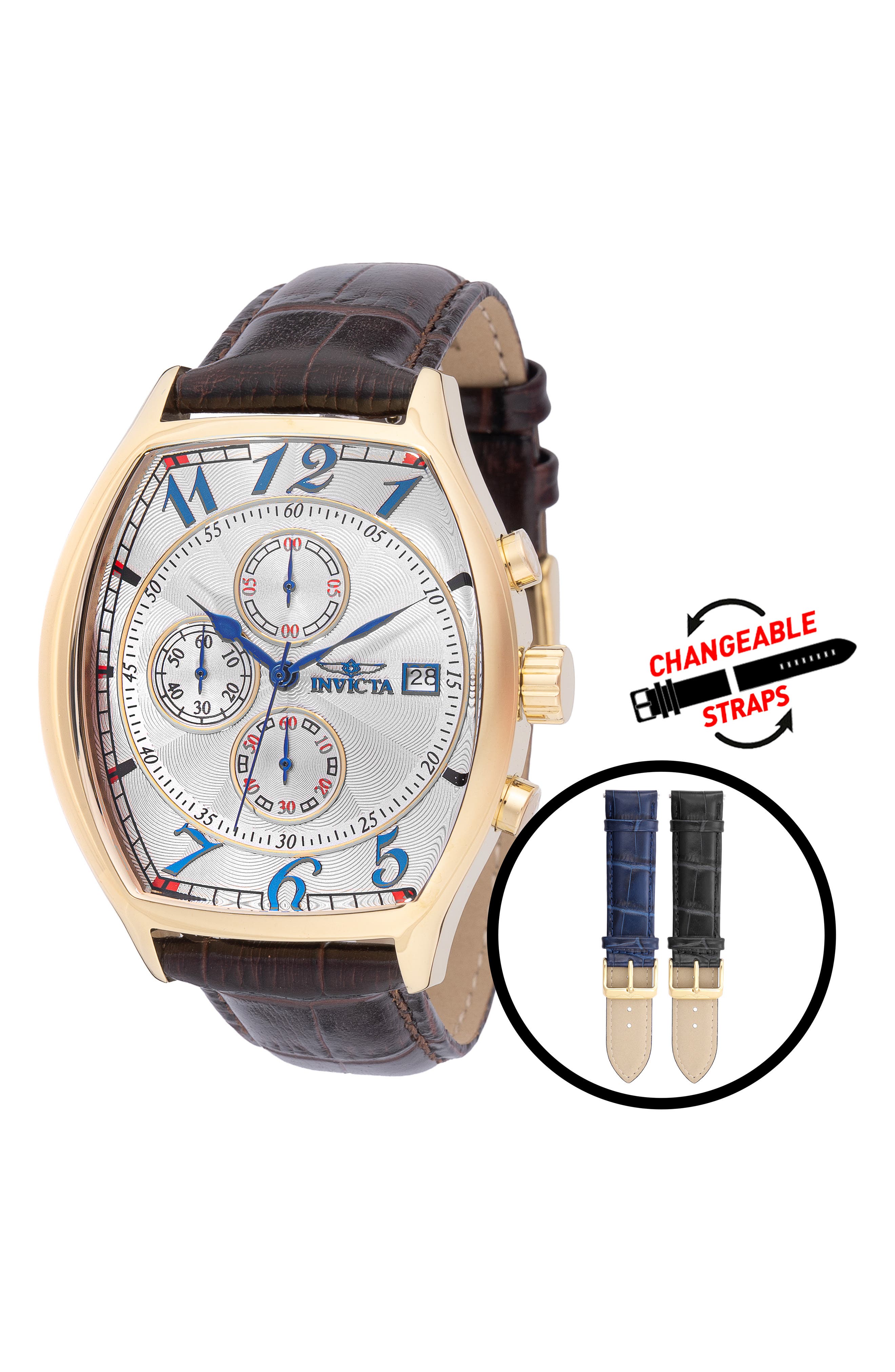 INVICTA Specialty Chronograph Leather Strap Watch, 43mm (Men ...