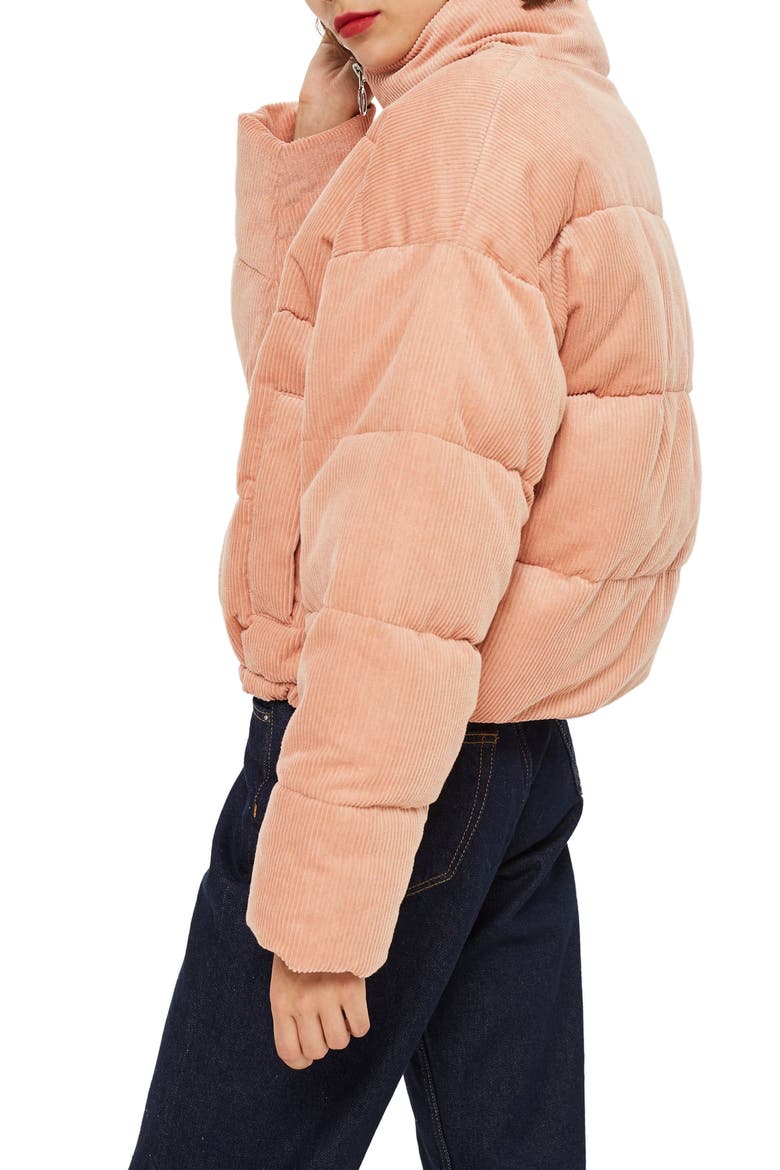 Corduroy Puffer Jacket, Alternate, color, PINK