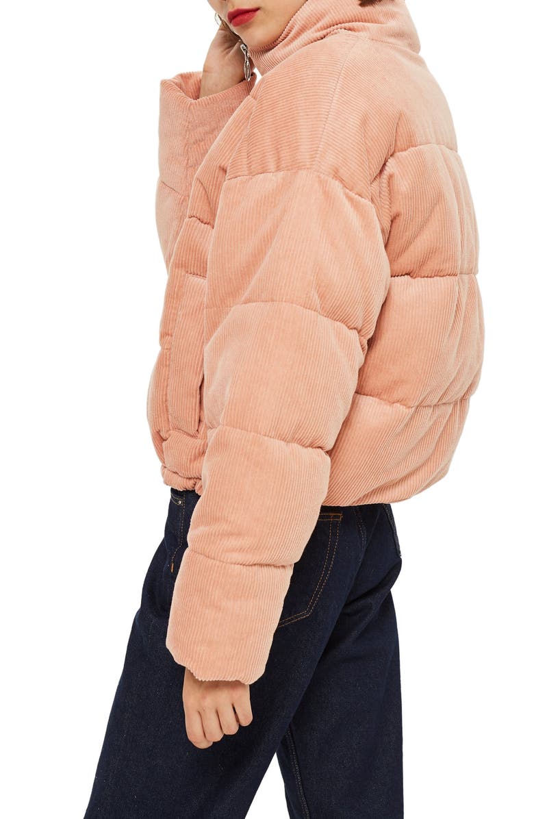 Topshop Corduroy Puffer Jacket, Alternate, color,