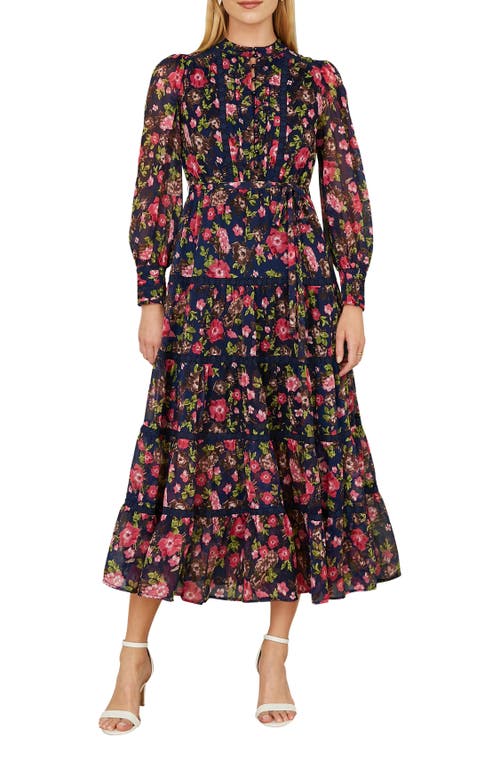 Yumi Blossom Print Lace Trim Maxi Dress In Multi