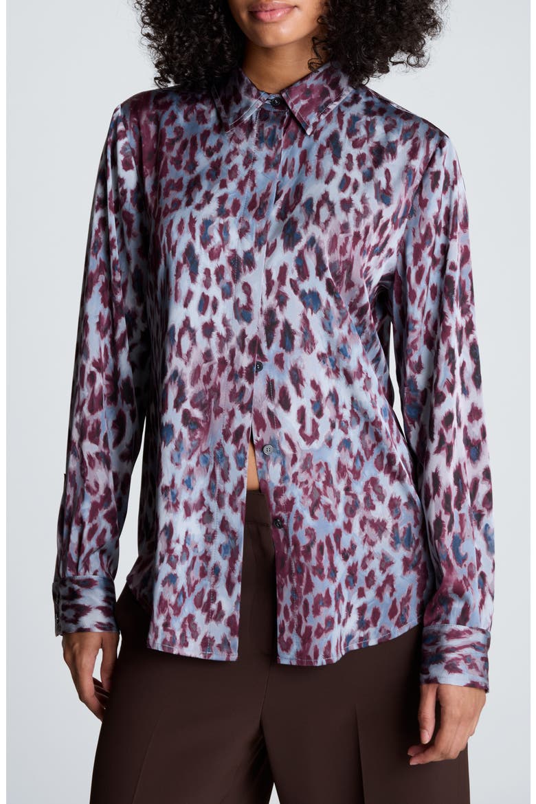 Long Sleeve Satin Shirt, Main, color, SLATE BLUE MULTI