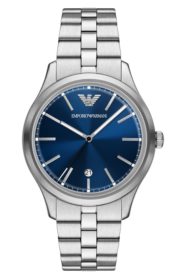 Three-Hand Stainless Steel Bracelet Watch, 41mm, Main, color, SILVER