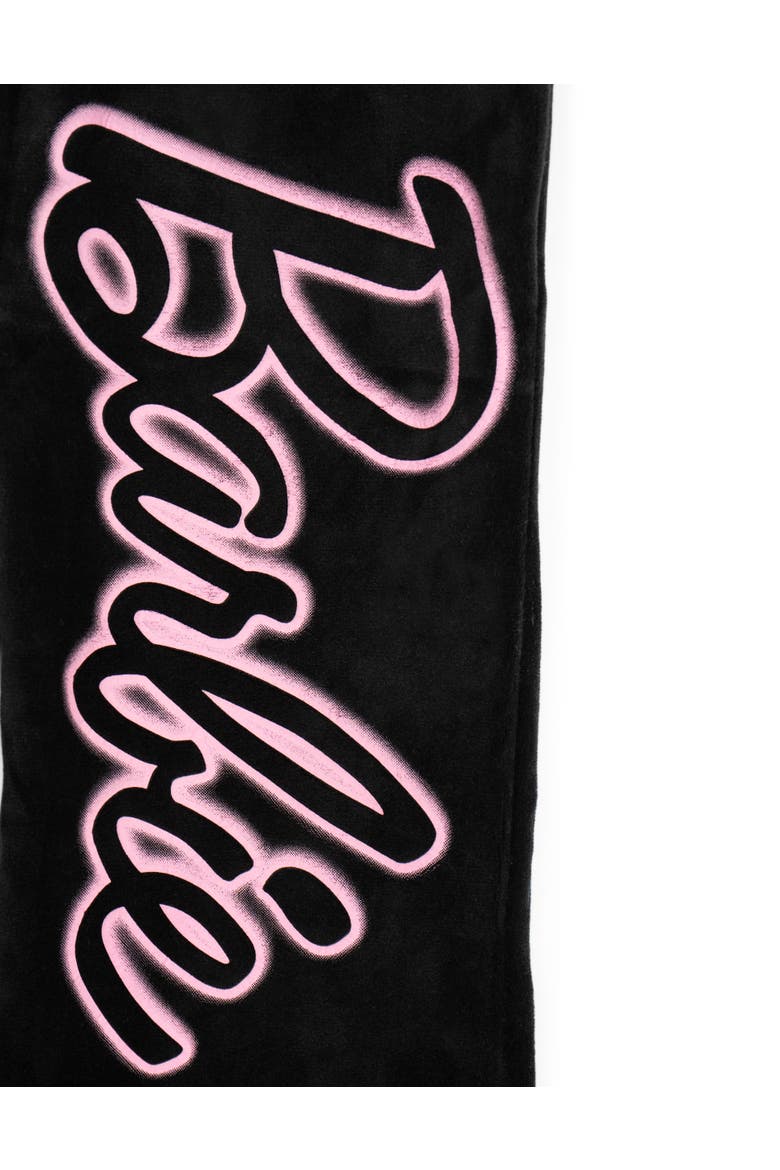 Loungewear Velour Hoodie and Pants Set, Alternate, color, Jet Black Pink