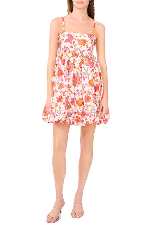 Floral Bubble Hem Cotton Minidress