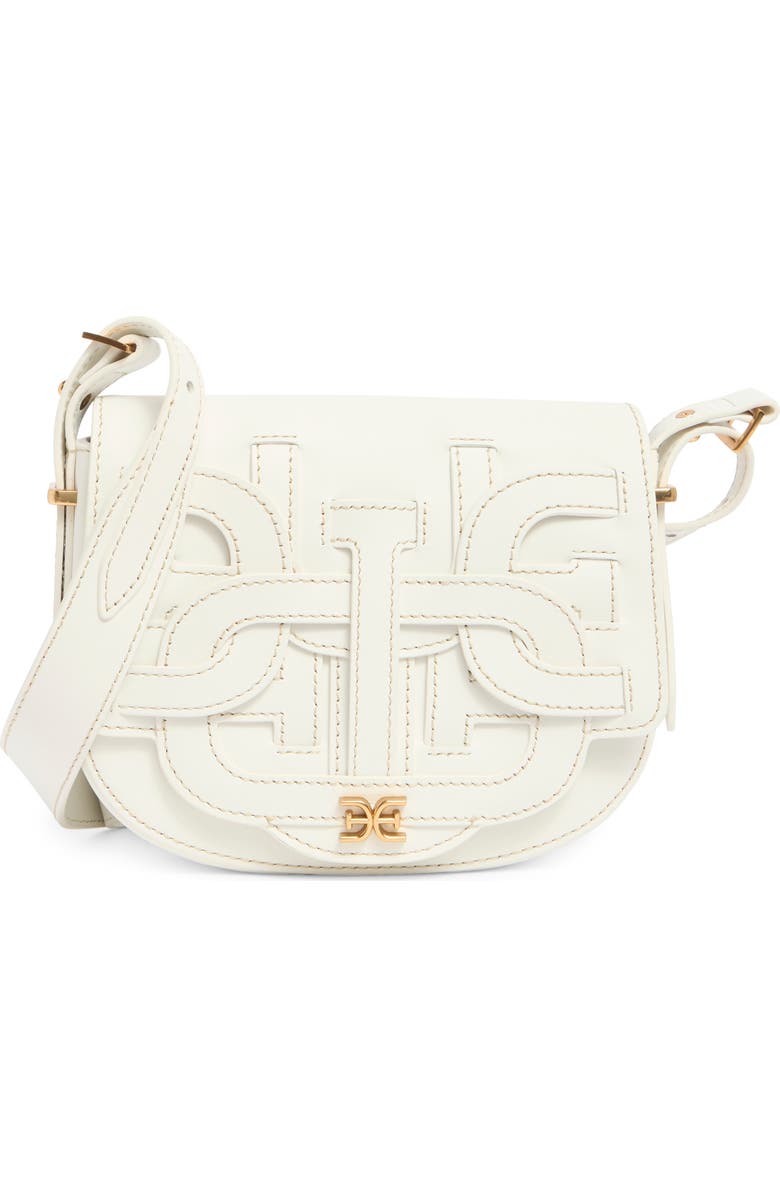 Sam Edelman Small Bay Leather Saddle Crossbody Bag, Main, color, Eggshell