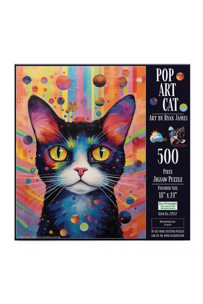 Pop Art Cat 500 piece Jigsaw Puzzle for Adults, Alternate, color, Multicolor