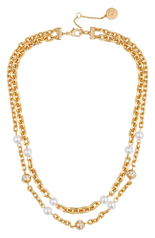 VINCE CAMUTO VINCE CAMUTO FAUX PEARL & CRYSTAL STATION LAYERED NECKLACE
