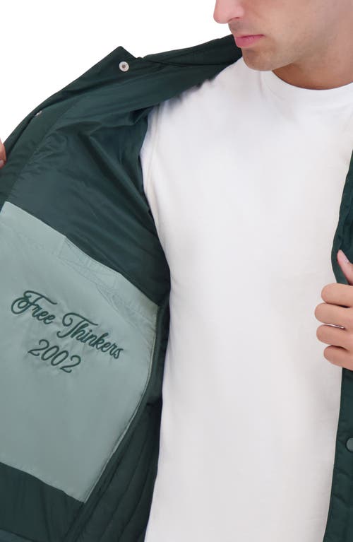 Hudson Jeans Water Repellent Quilted Shirt Jacket In Green