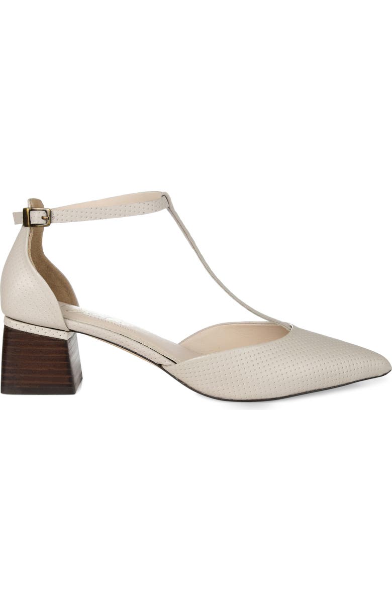 Journee Collection Cameela T-Strap Pointed Toe Pump, Alternate, color, Bone Leather