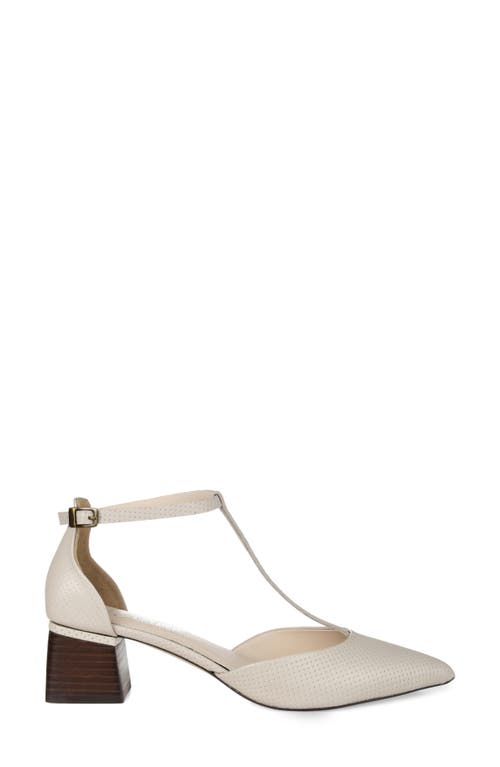 Journee Collection Cameela T-strap Pointed Toe Pump In Bone Leather