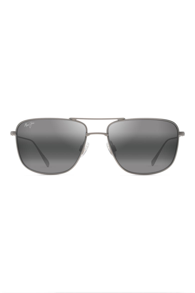 Mikioi 54mm PolarizedPlus2® Aviator Sunglasses, Main, color, MATTE TITANIUM