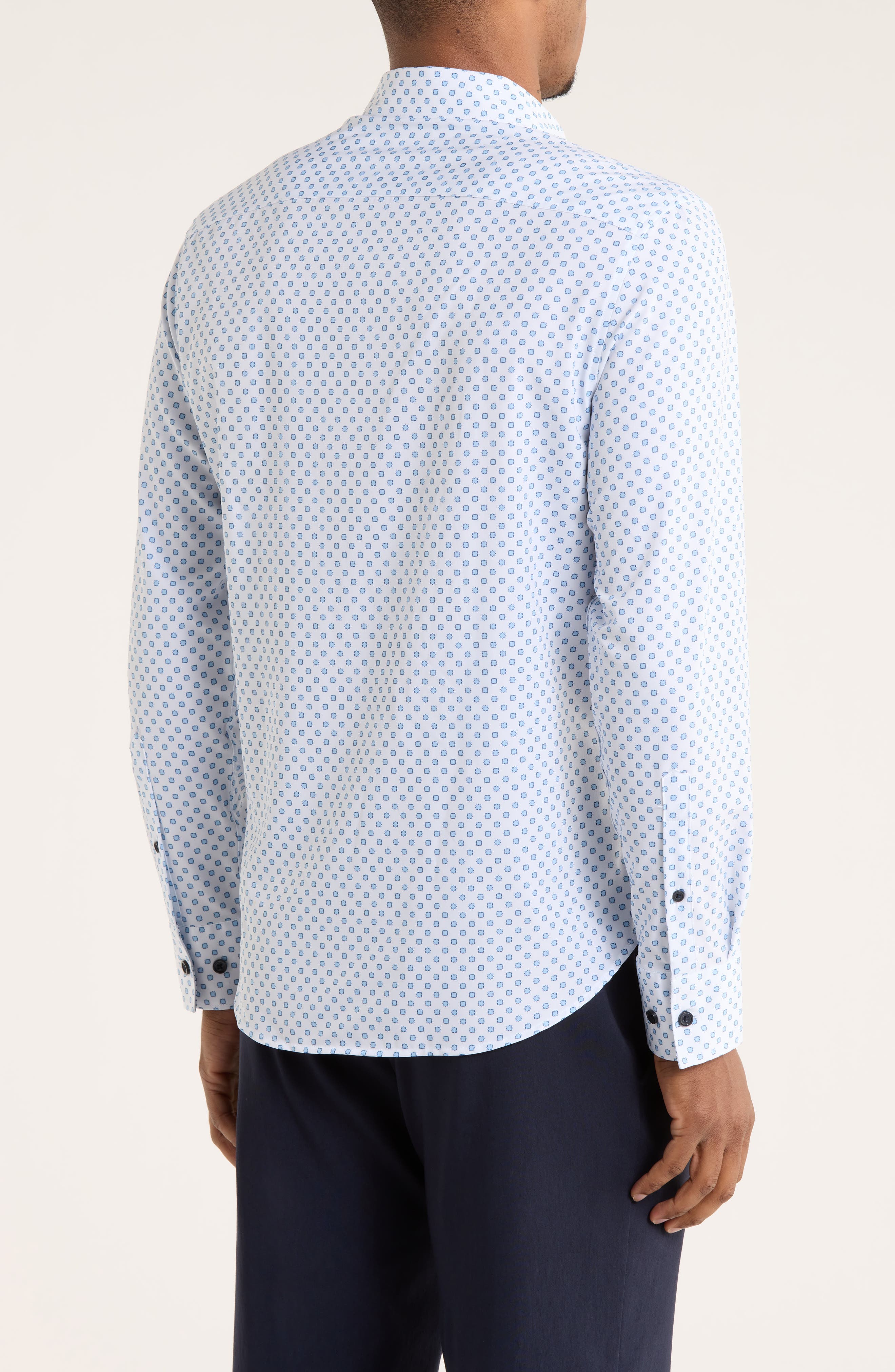 Abstract Dot Print Slim Fit 4-Way Stretch Button-Up Shirt - image 2