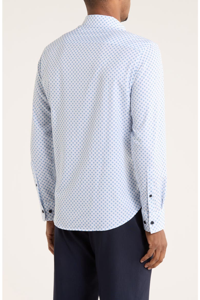 Abstract Dot Print Slim Fit 4-Way Stretch Button-Up Shirt, Alternate, color, WHITE/ BLUE