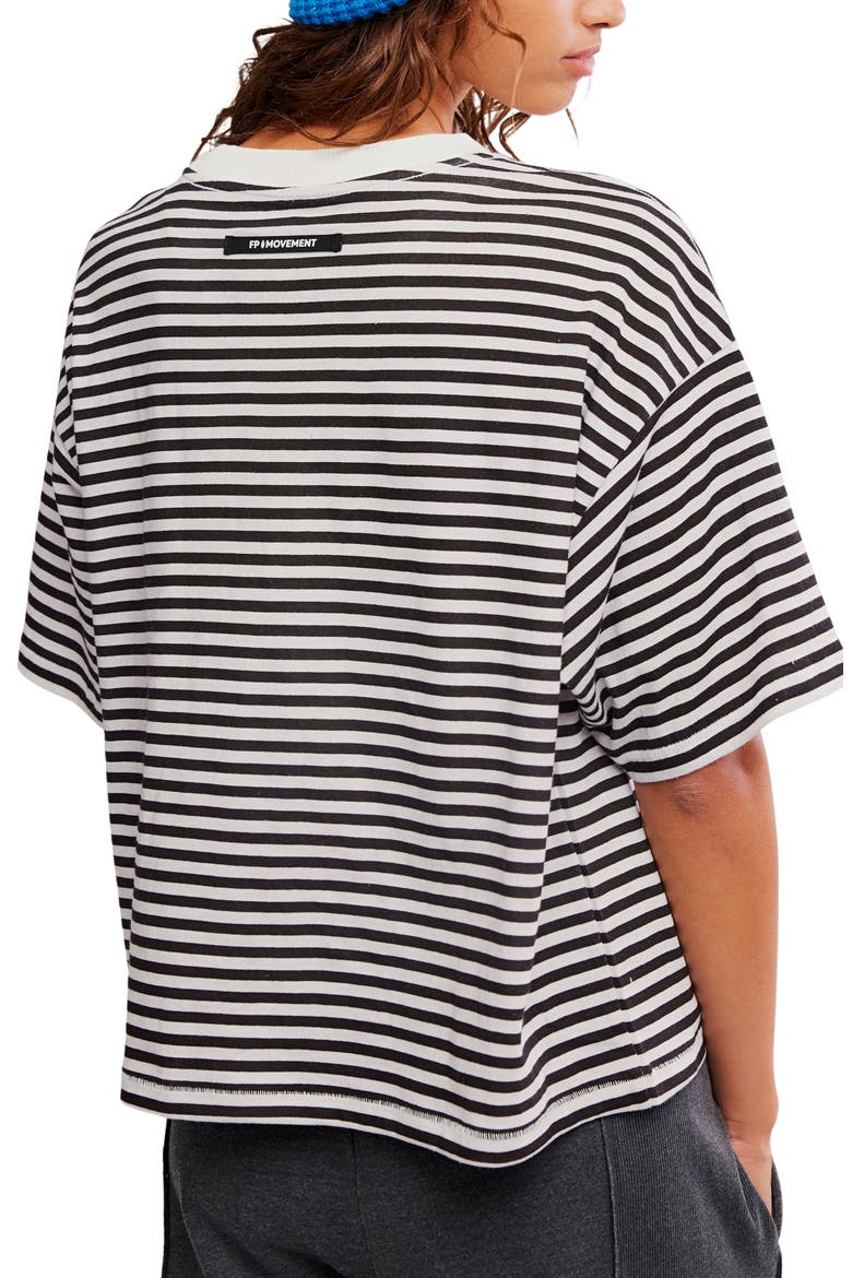 FP Movement Stripe Relaxed Fit Cotton T-Shirt, Alternate, color, COURT STRIPE BLACK WHITE
