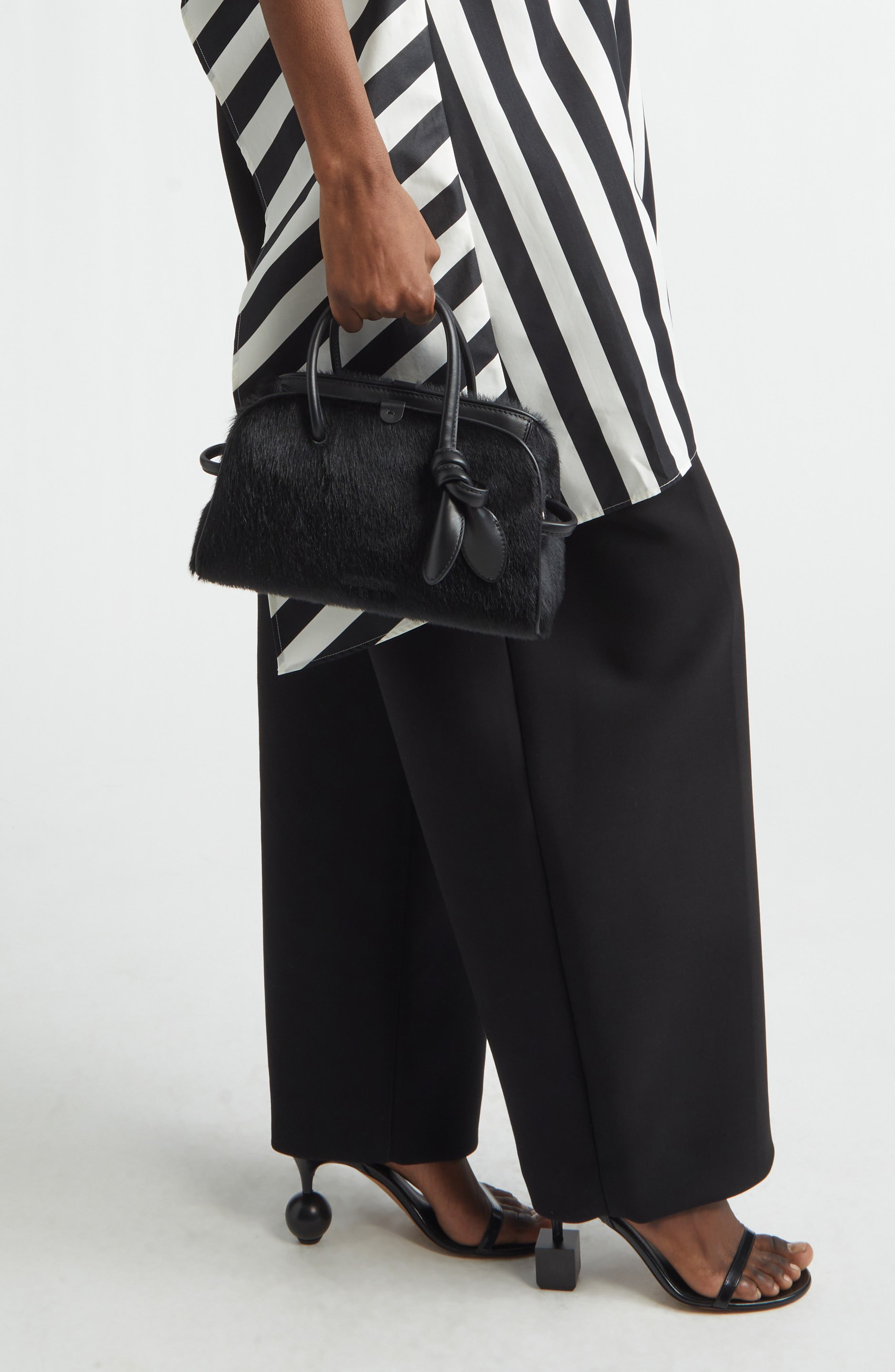 Jacquemus Le Petit Turismo Genuine Calf Hair Crossbody Bag, Alternate, color, Black 990