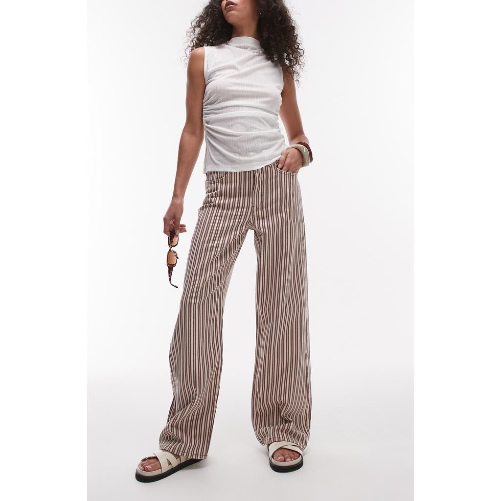 Topshop Stripe Mid Rise Column Jeans