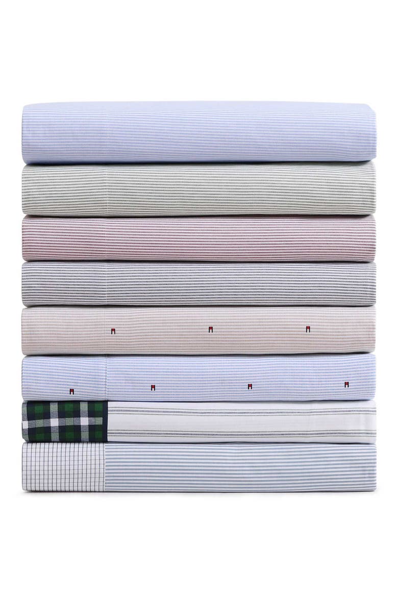 Ithaca Flag Stripe Cotton Percale Sheet Set, Alternate, color, DUSTY BEIGE