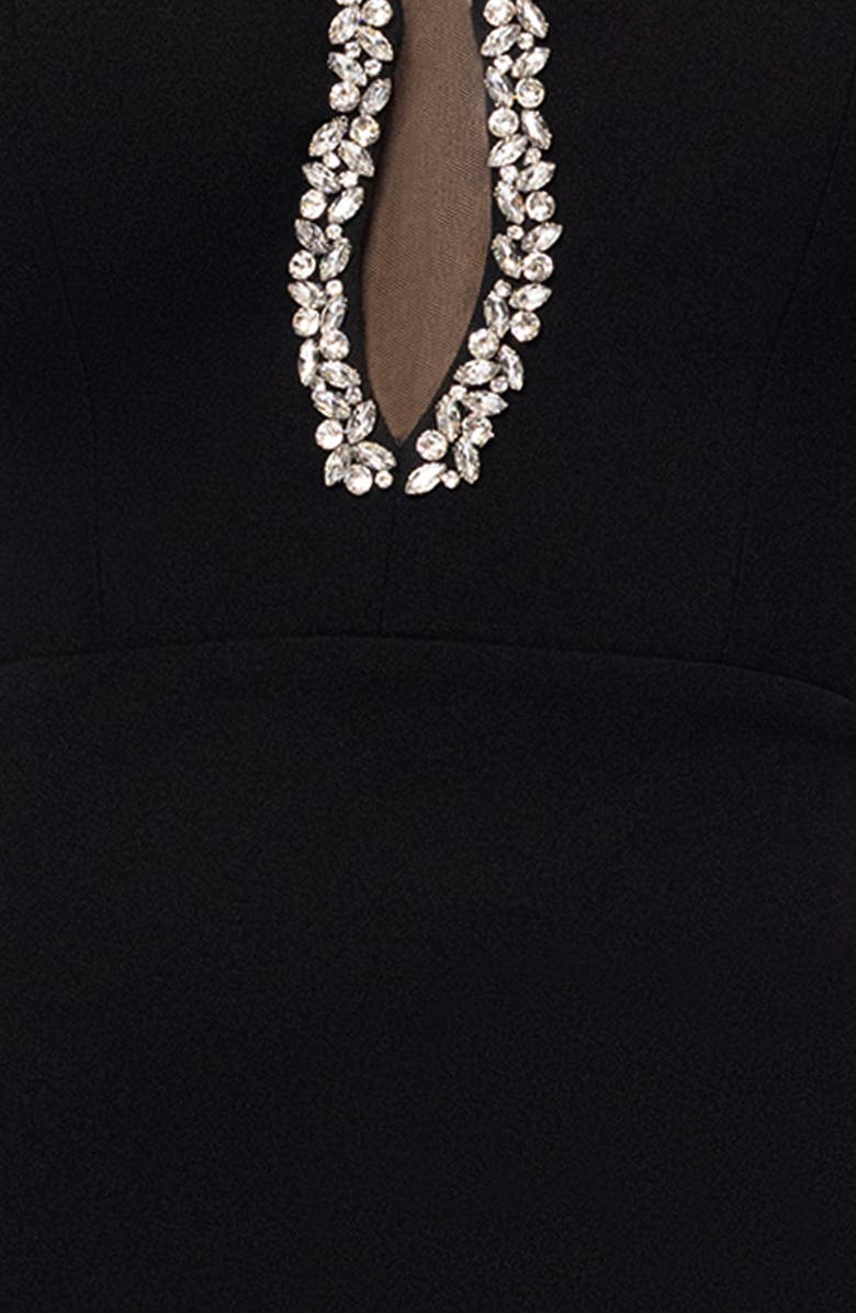 Blondie Nites Rhinestone Sweetheart Neck Scuba Knit Gown, Alternate, color,