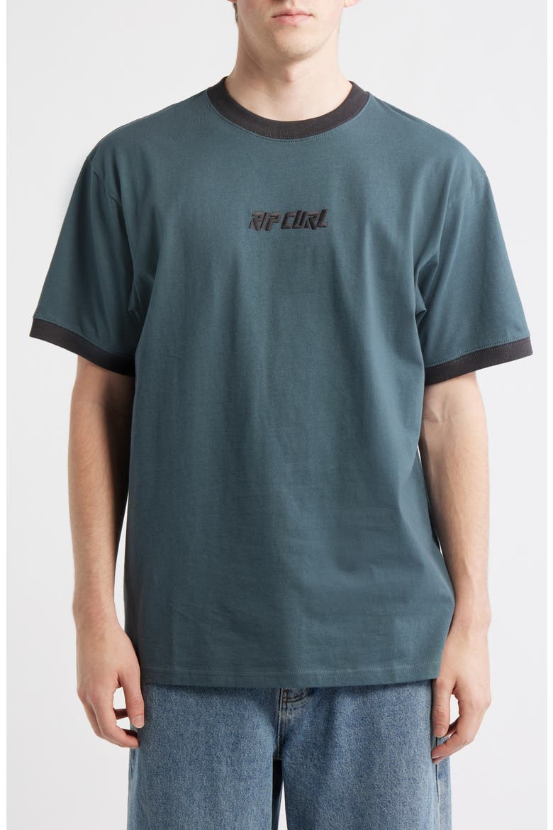 Liquid Trips Embroidered Ringer T-Shirt, Main, color, PINE NIGHT