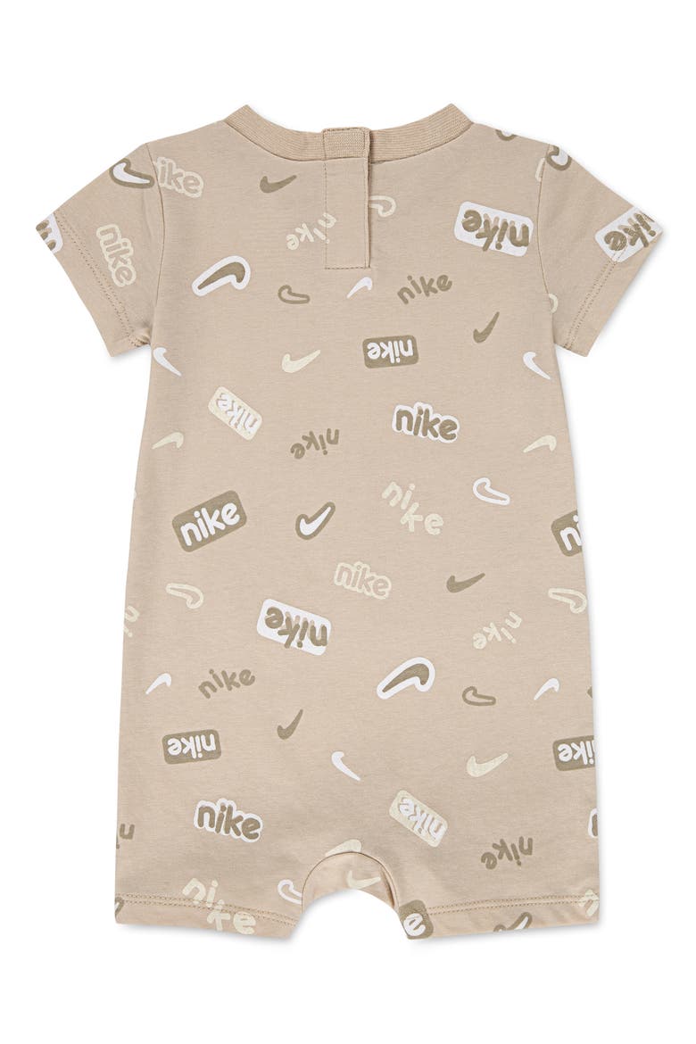 Swoosh Romper, Alternate, color, SANDDRIFT