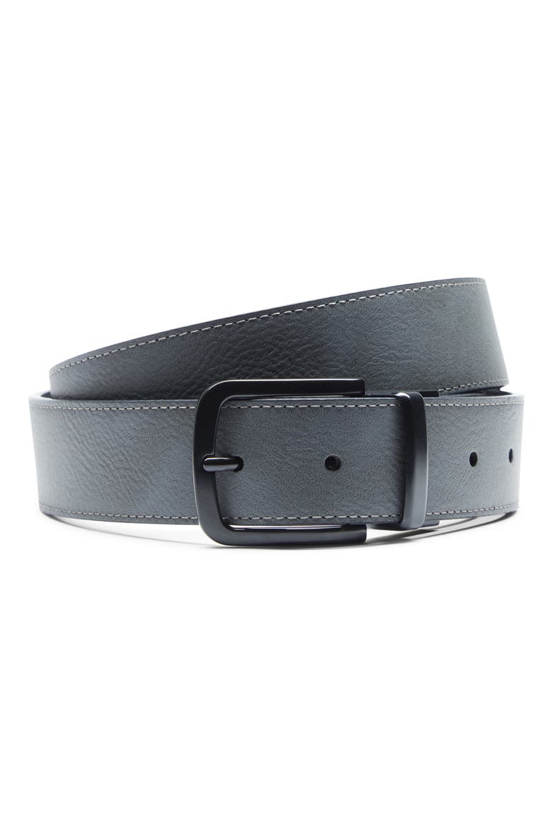 Reversible Contoured Swoosh Feather Edge Belt, Alternate, color, BLACK/GREY