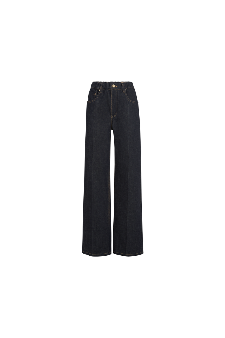 No-fade denim contemporary trousers with monili, Alternate, color, Dark Denim