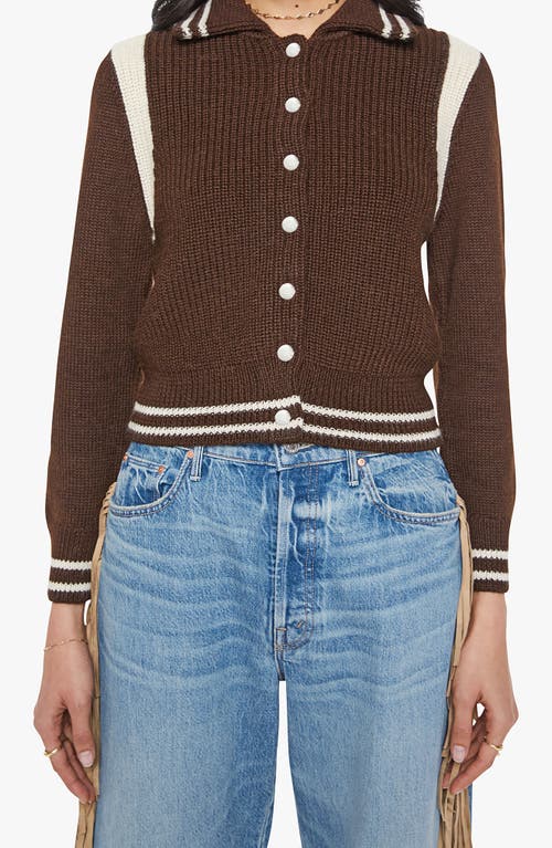 Mother Womens Little League The Little Raquette Collared Alpaca Knitted Cardigan Xs In Brown