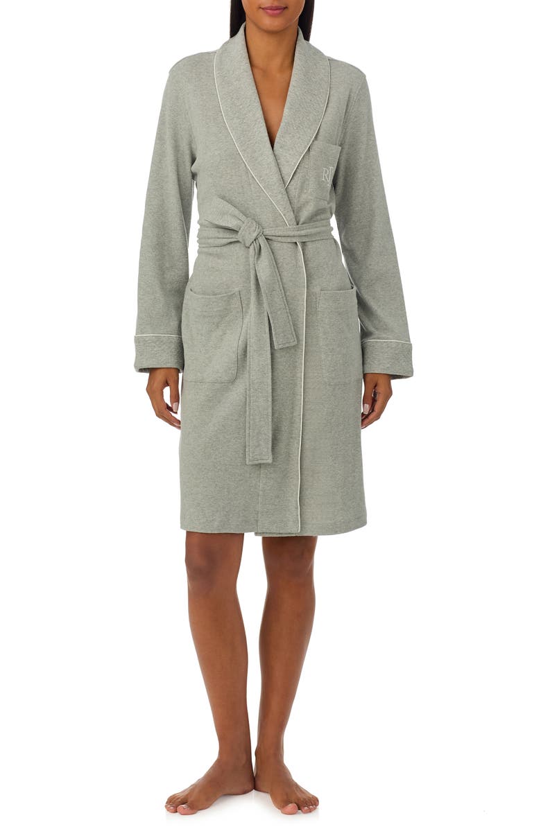 Lauren Ralph Lauren Quilted Collar Robe, Main, color, Grey Heather