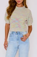 VICI Collection Eye Candy Mélange Puff Sleeve Cotton Sweater