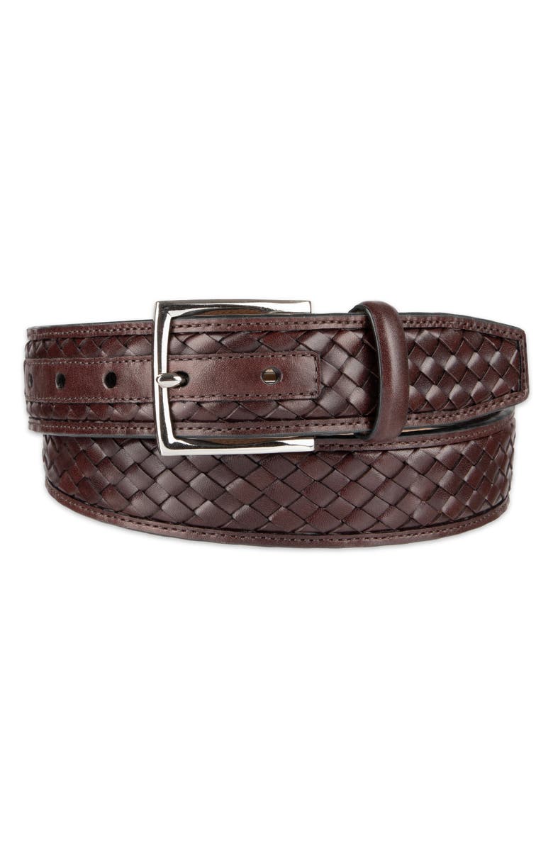 Cole Haan Woven Leather Belt, Main, color, Chocolate