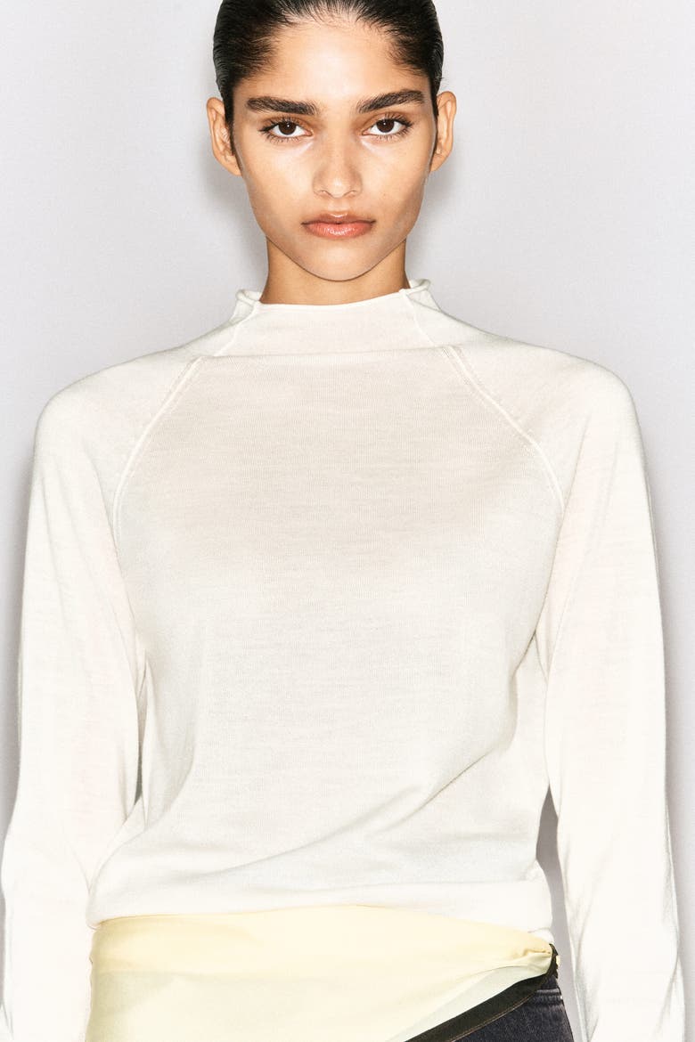 Merino Wool Funnel-neck Sweater, Alternate, color, IVORY