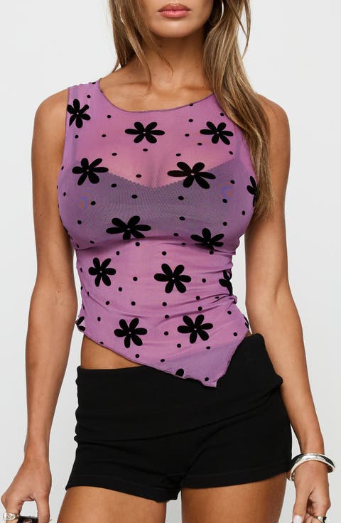 Avelaine Sheer Mesh Sleeveless Top