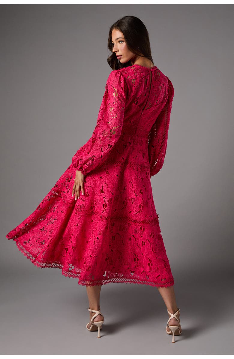 Coast Lace Panelled Long Sleeve Dress, Alternate, color, Raspberry
