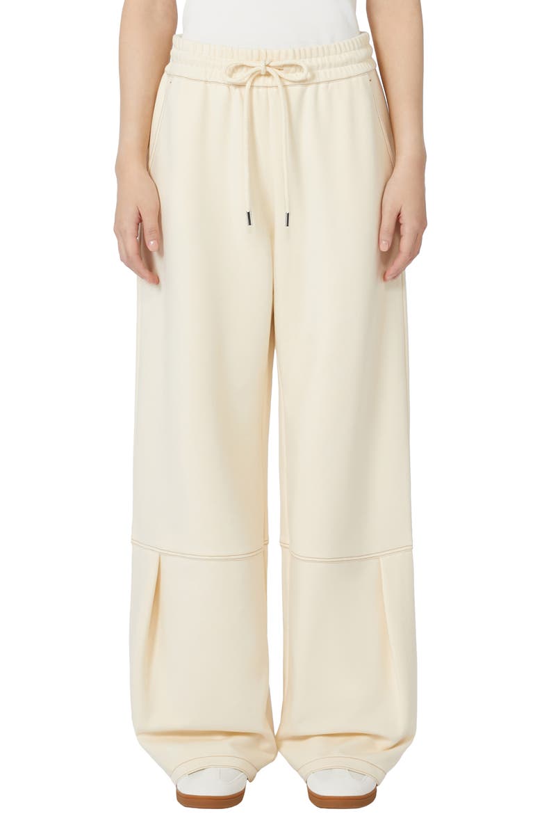 MM by Max Mara Panfilo Tie Waist Wide Leg Pants, Main, color, Ivory
