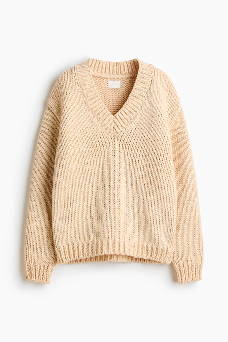 Knitted V-neck Jumper, Alternate, color, Butter yellow