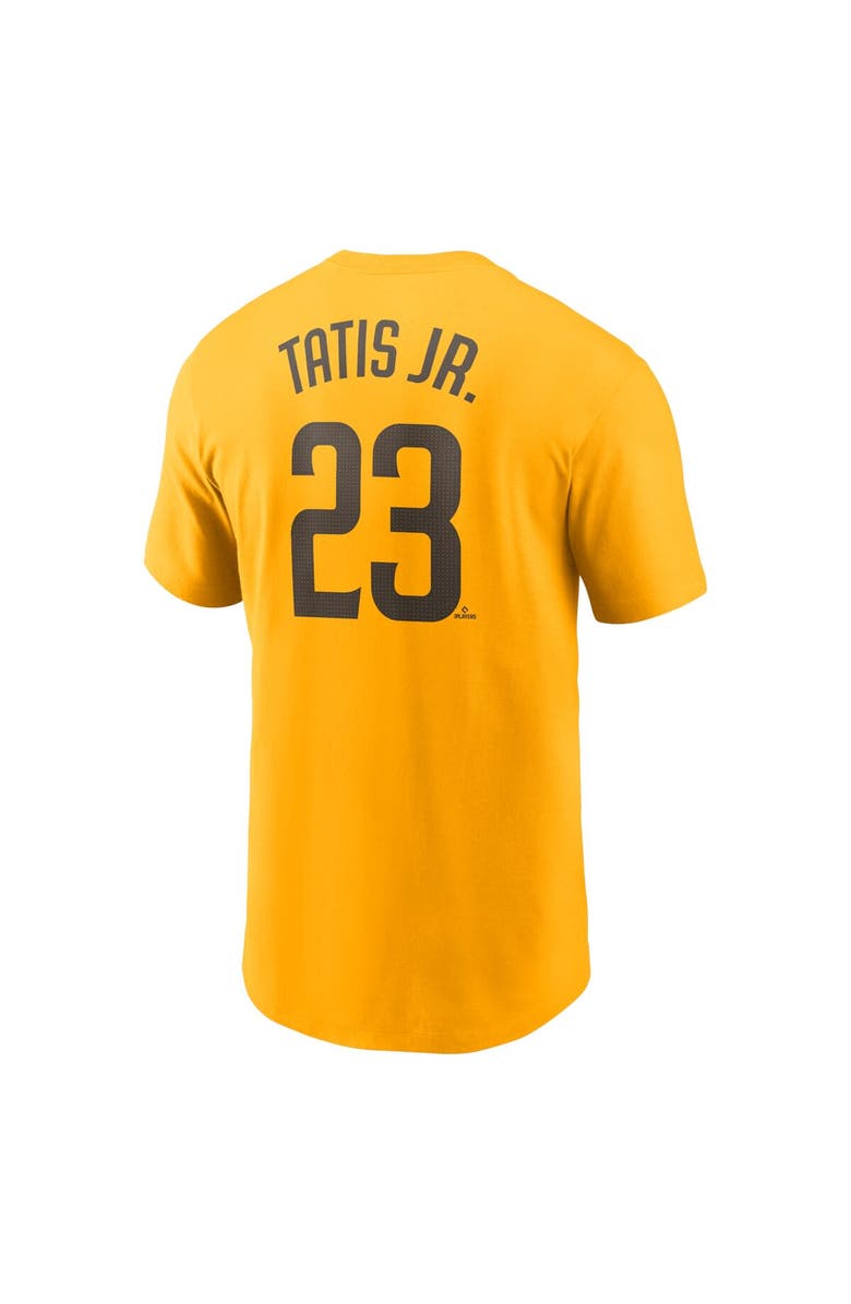 Nike Men's Nike Fernando Tatis Jr. Gold San Diego Padres Fuse Name & Number T-Shirt, Alternate, color, Gold