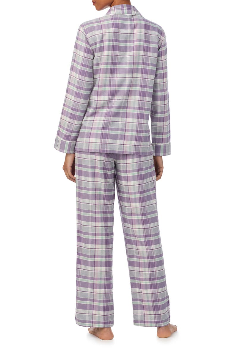 Print Cotton Blend Pajamas, Alternate, color, PURPLE PLAID