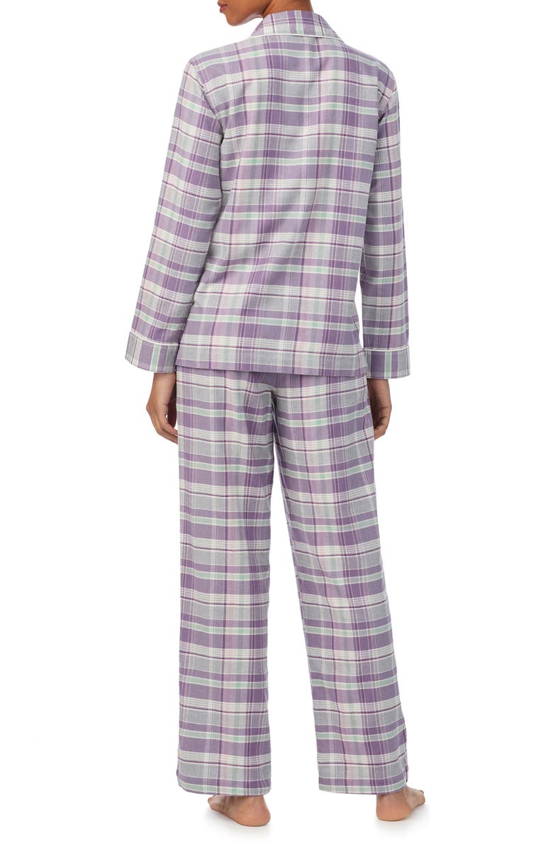 Lauren Ralph Lauren Print Cotton Blend Pajamas, Alternate, color, Purple Plaid