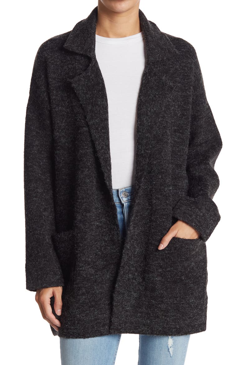 Open Front Cardigan Coat, Main, color, BLACK