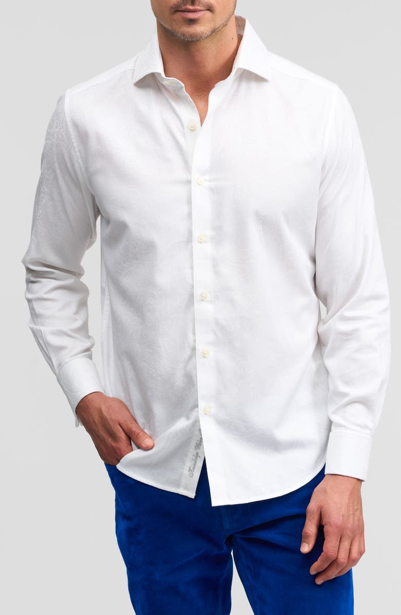 Robert Graham Waycross Jacquard Button-Up Shirt, Main, color, White