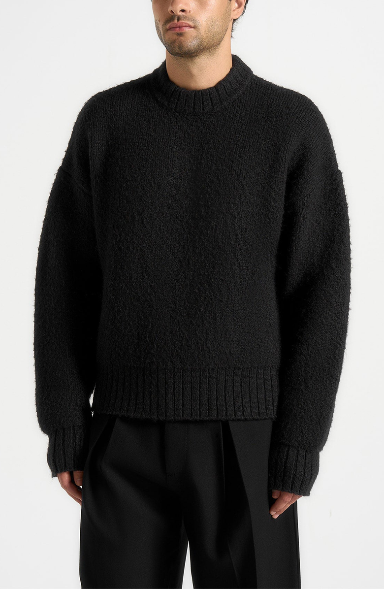 Manière De Voir Brushed Wool Knit Jumper, Alternate, color, Black
