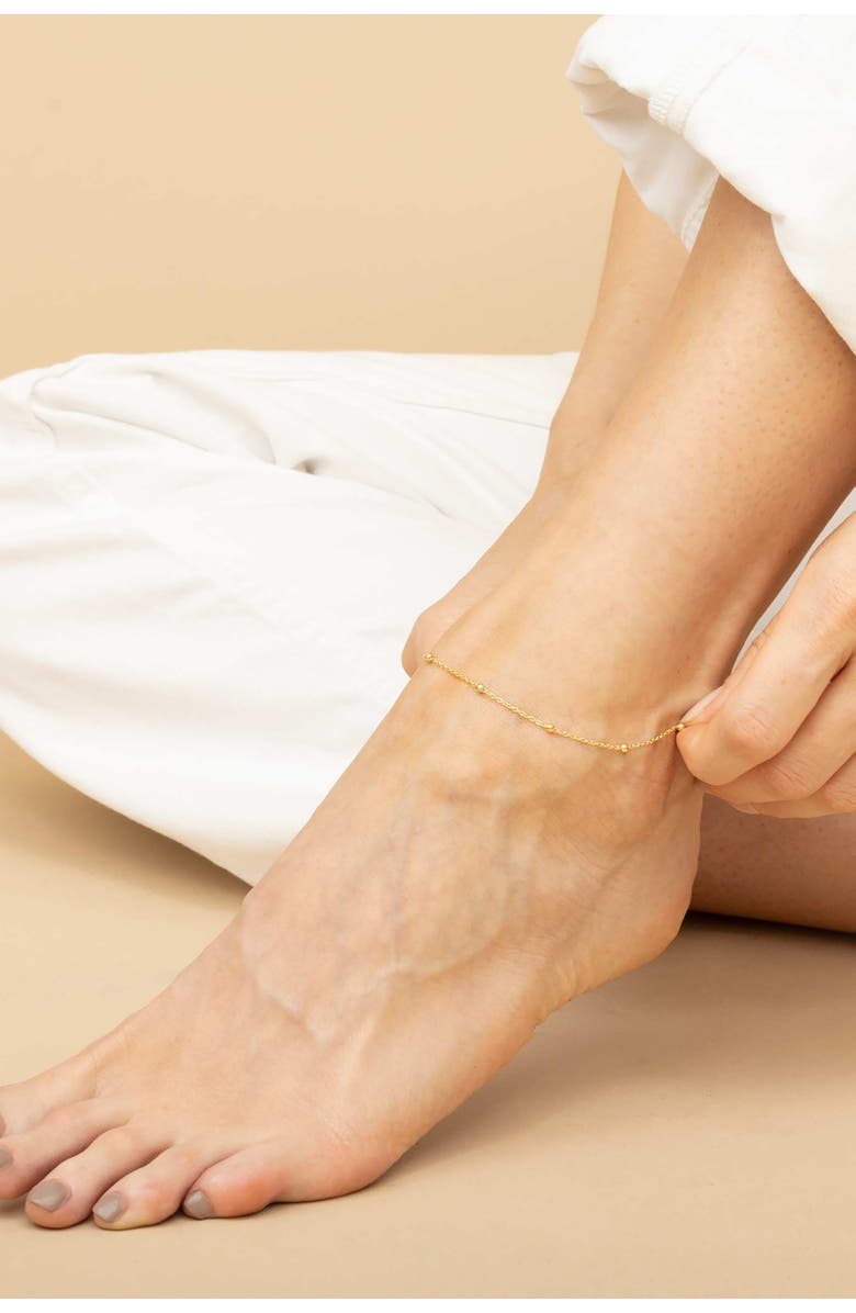 Oradina 14K Yellow Gold Have a Ball Anklet, Alternate, color, Yellow Gold