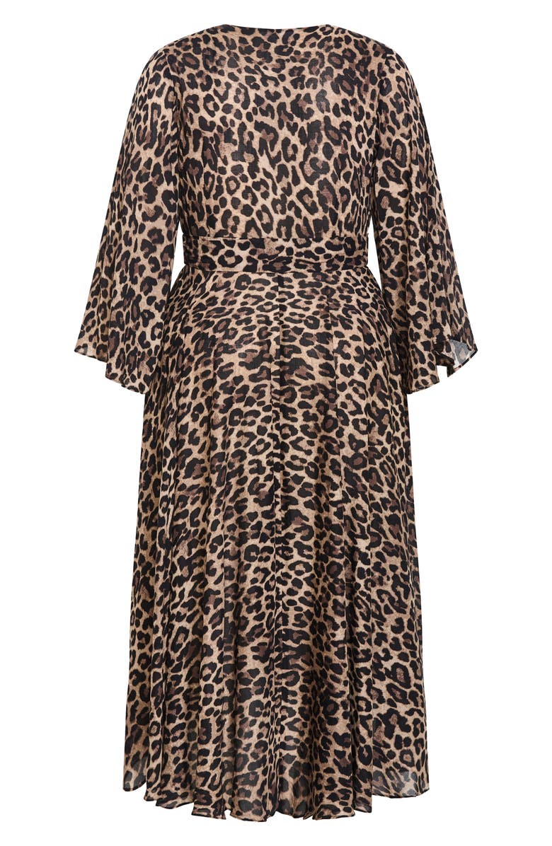 City Chic Eva Long Sleeve Wrap Maxi Dress, Alternate, color, Leopard