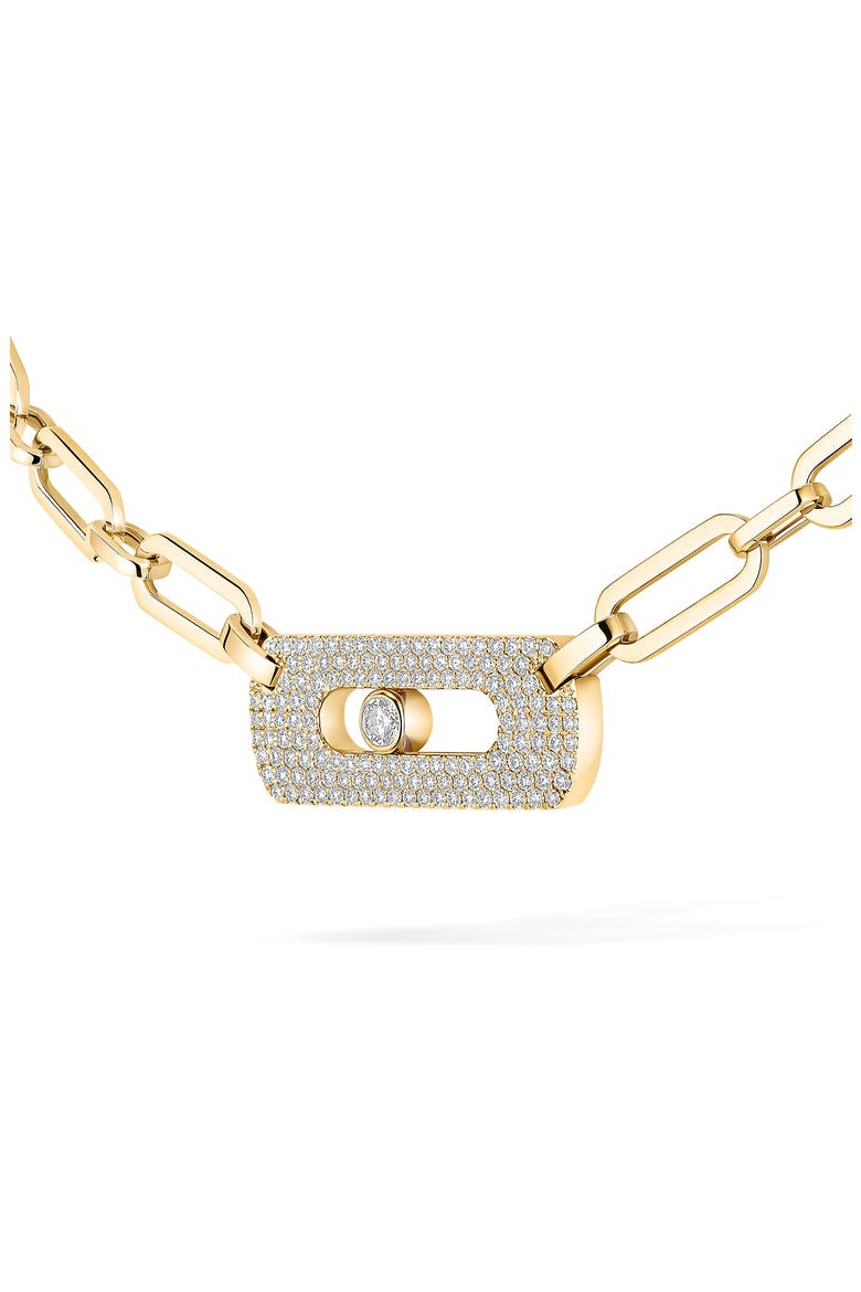 My Move Paperclip Pavé Diamond Pendant Necklace, Alternate, color, YELLOW GOLD