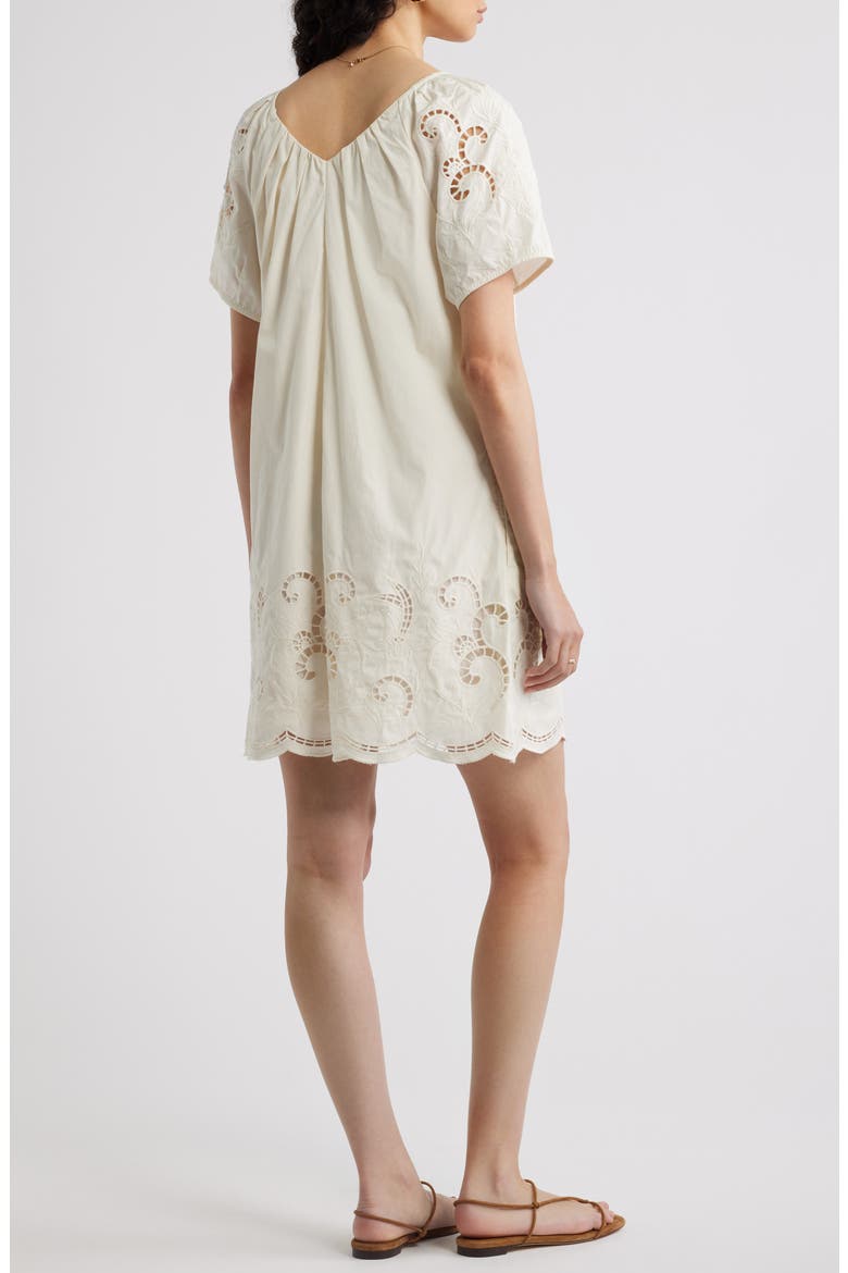 Schiffly Cutwork Embroidery Minidress, Alternate, color, IVORY TOFU