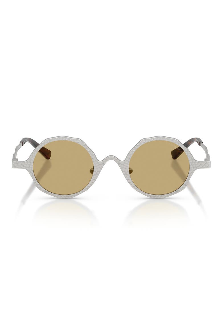 41mm Round Sunglasses, Main, color, MATTE SILVER/ GREEN