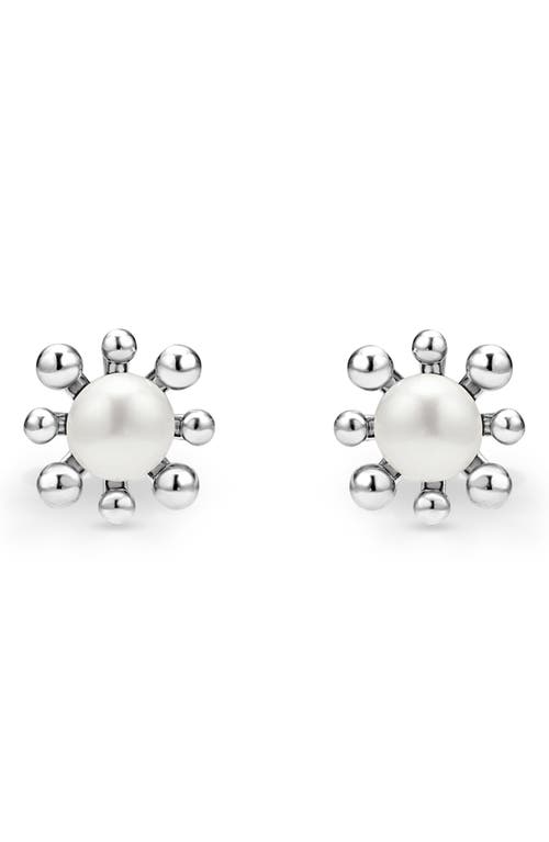 Lagos Luna Fleur Freashwater Pearl Stud Earrings In Silver