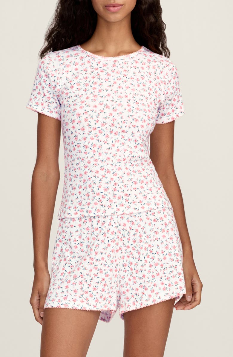 Petite Plume Pima Cotton Pointelle T-Shirt, Main, color, Pink