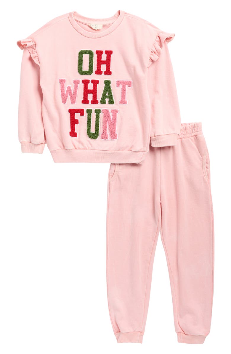 Jessica Simpson Kids' Acid Washed French Terry Top & Joggers Set, Main, color, Light Pink