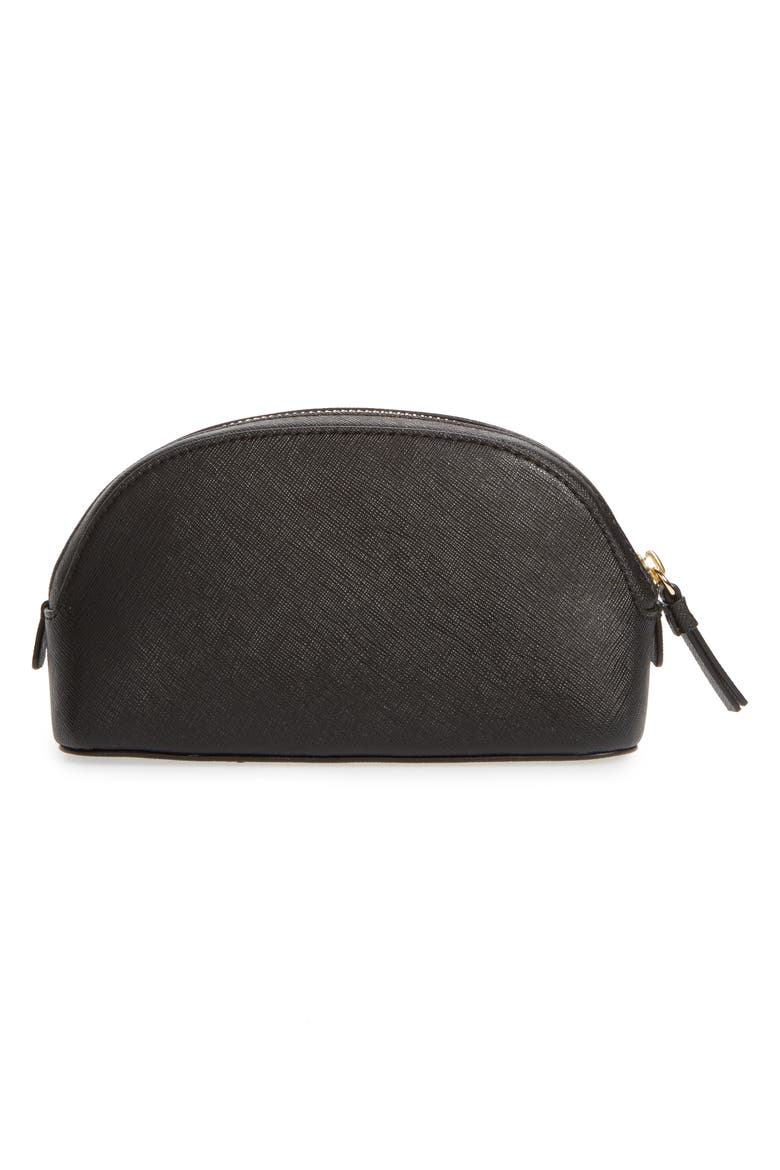 Robinson Small Leather Cosmetic Case, Alternate, color, BLACK / ROYAL NAVY